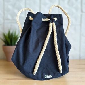 JEAN PAUL GAULTIER Navy Blue Canvas Rope strap Backpack Drawstring bag Beach bag